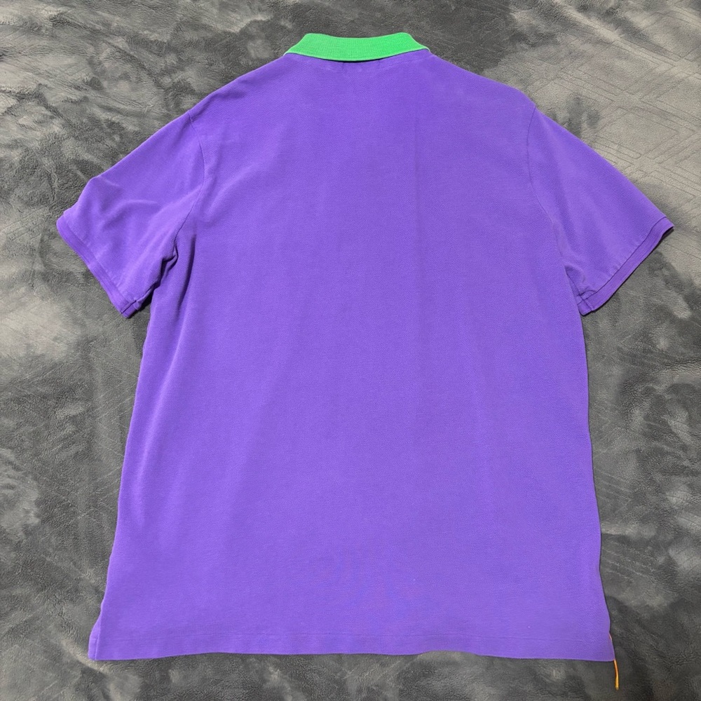 Polo Ralph Lauren Purple Lizard Shirt Green Collar Mens Large - Picture 7 of 7